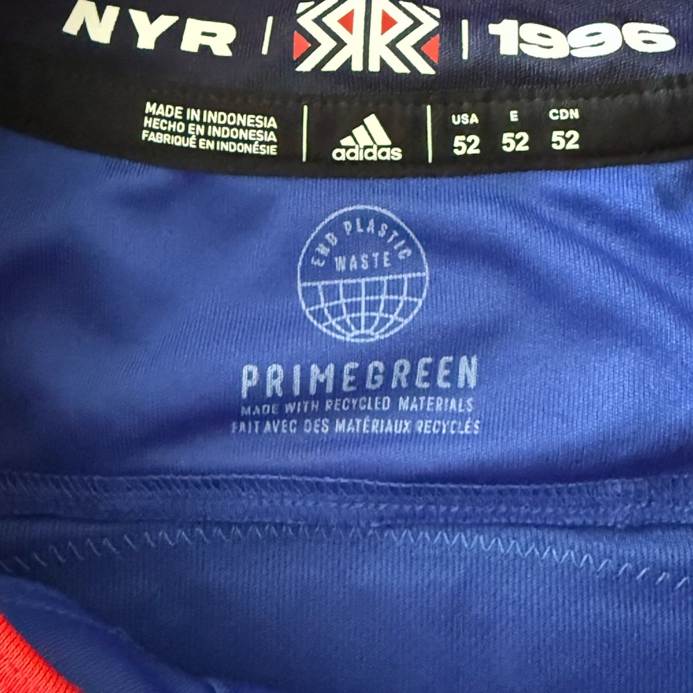 NWT Adidas Rangers Blue and Red Hockey Jersey-52 - Picture 4 of 9